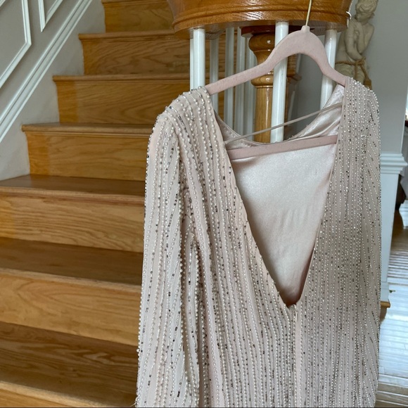 ONE33 SOCIAL Open-Back Beaded Shift Dress - Cocktail Formal Dress - peach ivory - Picture 16 of 16